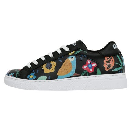 Bunte Sneaker mit schönen Motiven und kreativen Designs - Dogo Ace Sneaker - Flowers & Birds BLACK im DOGO Onlineshop