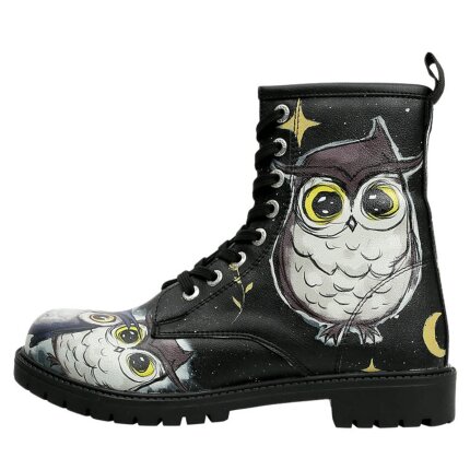 Bunte Boots mit schönen Motiven und kreativen Designs - Dogo Boots - Owls Family BLACK im DOGO Onlineshop bestellen!